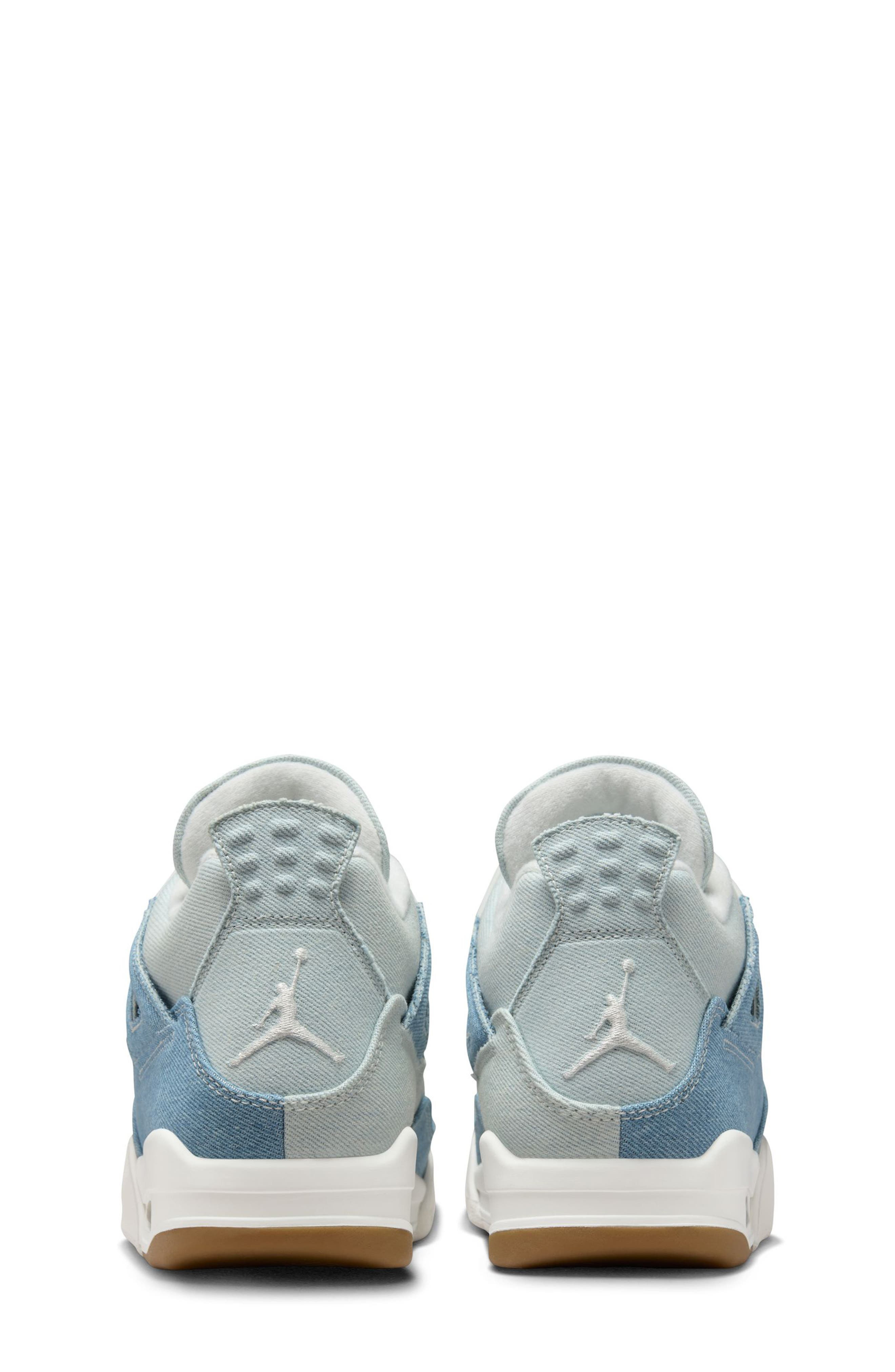 Air Jordan 4 Retro 'Worn Blue' Basketball Sneaker in Sail/Light Brown/Blue at Nordstrom - 8