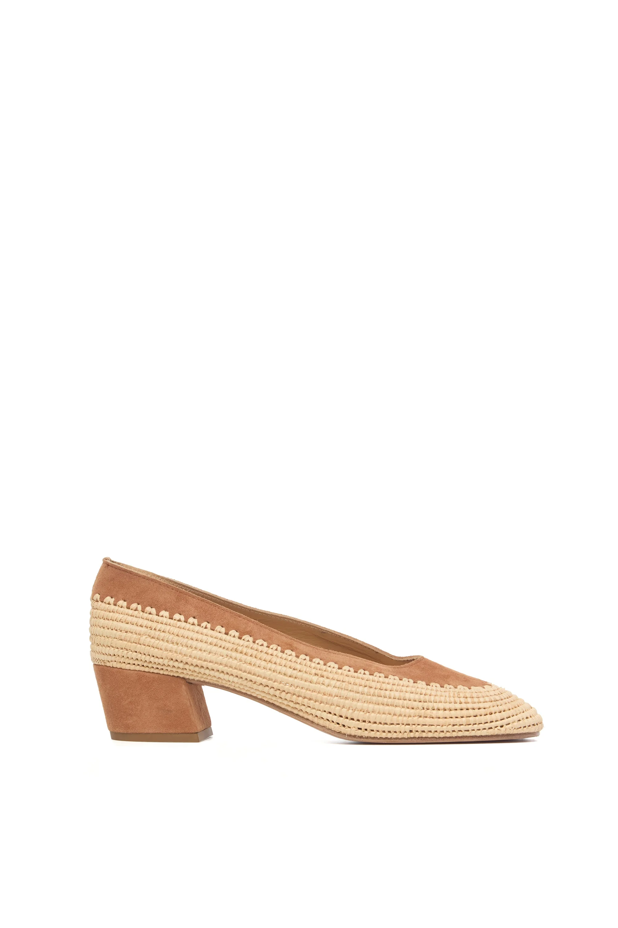 Strength Pump in Camel Suede & Natural Raffia - 1