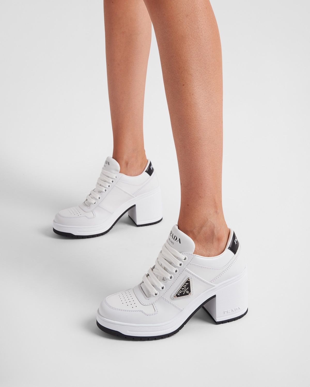 Downtown high-heeled leather sneakers - 3