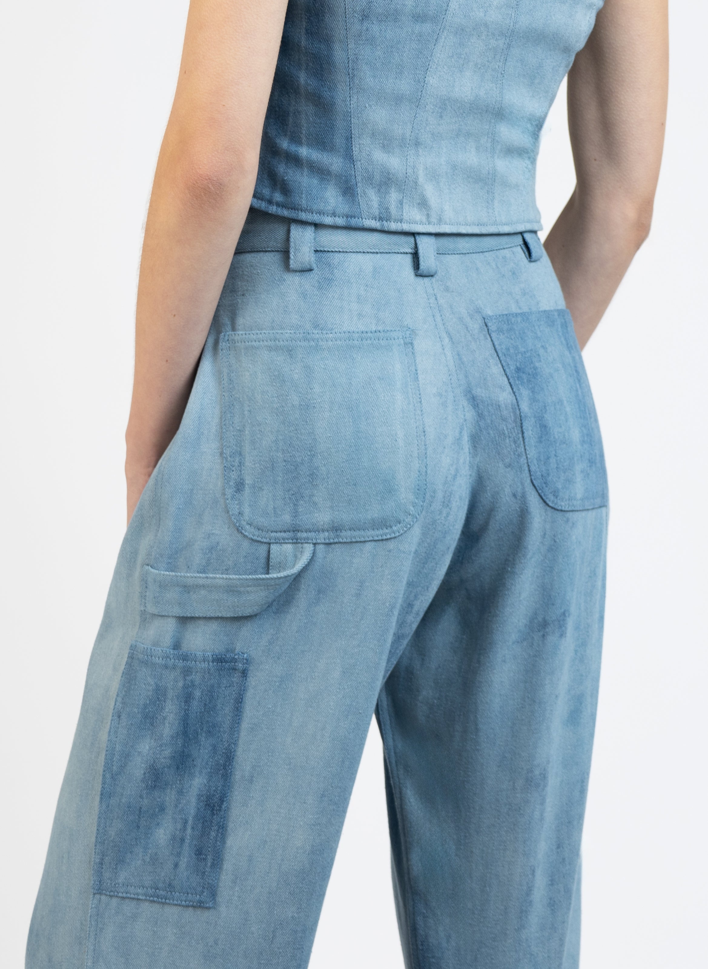Denim Cargo Trousers/Light Blue - 2