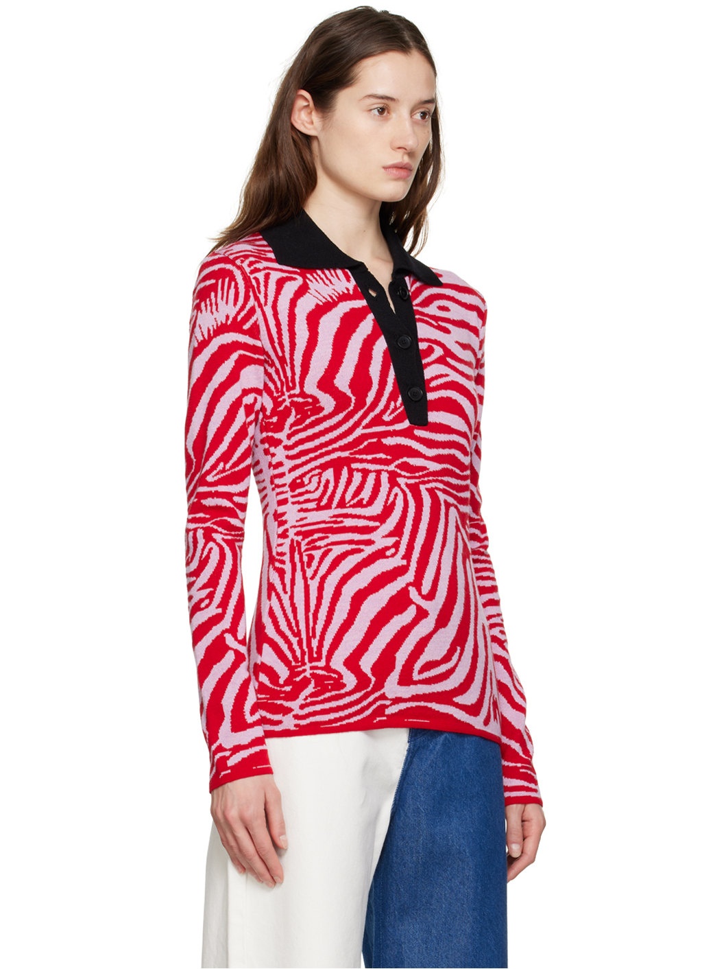 Red & Pink Three-Button Polo - 2