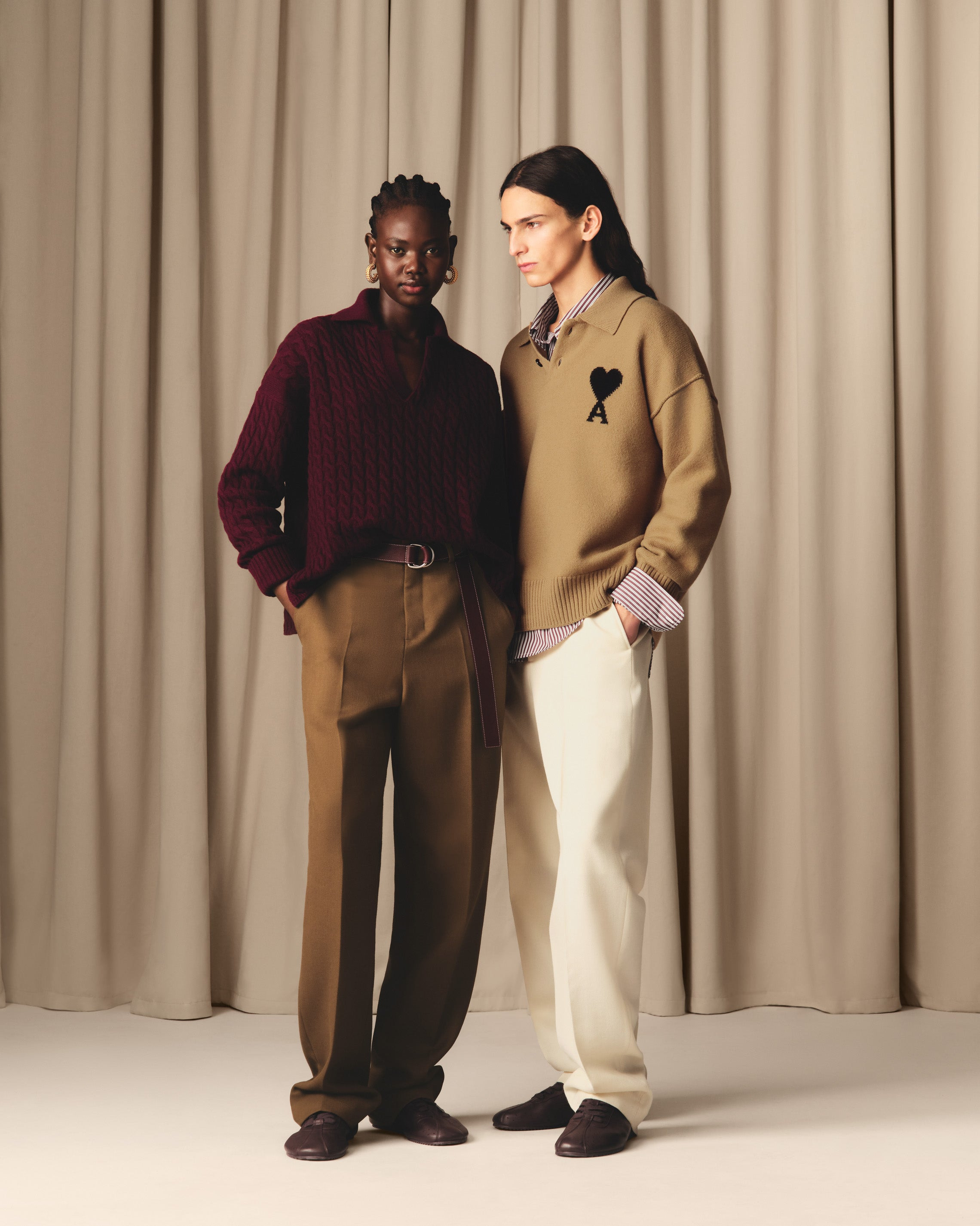 WHITE WOOL WIDE TROUSERS - 7