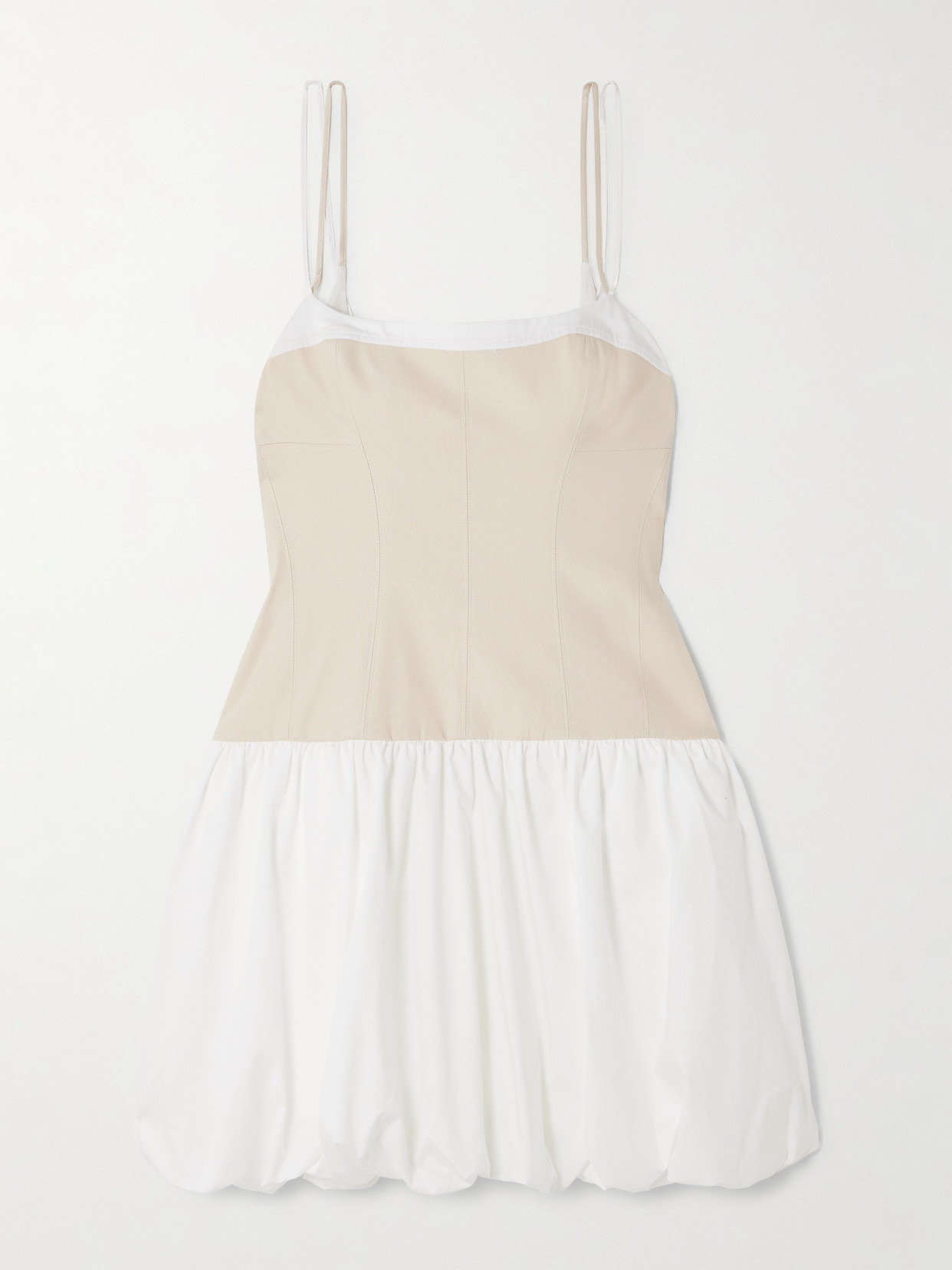 Fifi Linen-blend And Gathered Cotton-blend Poplin Mini Dress - 1