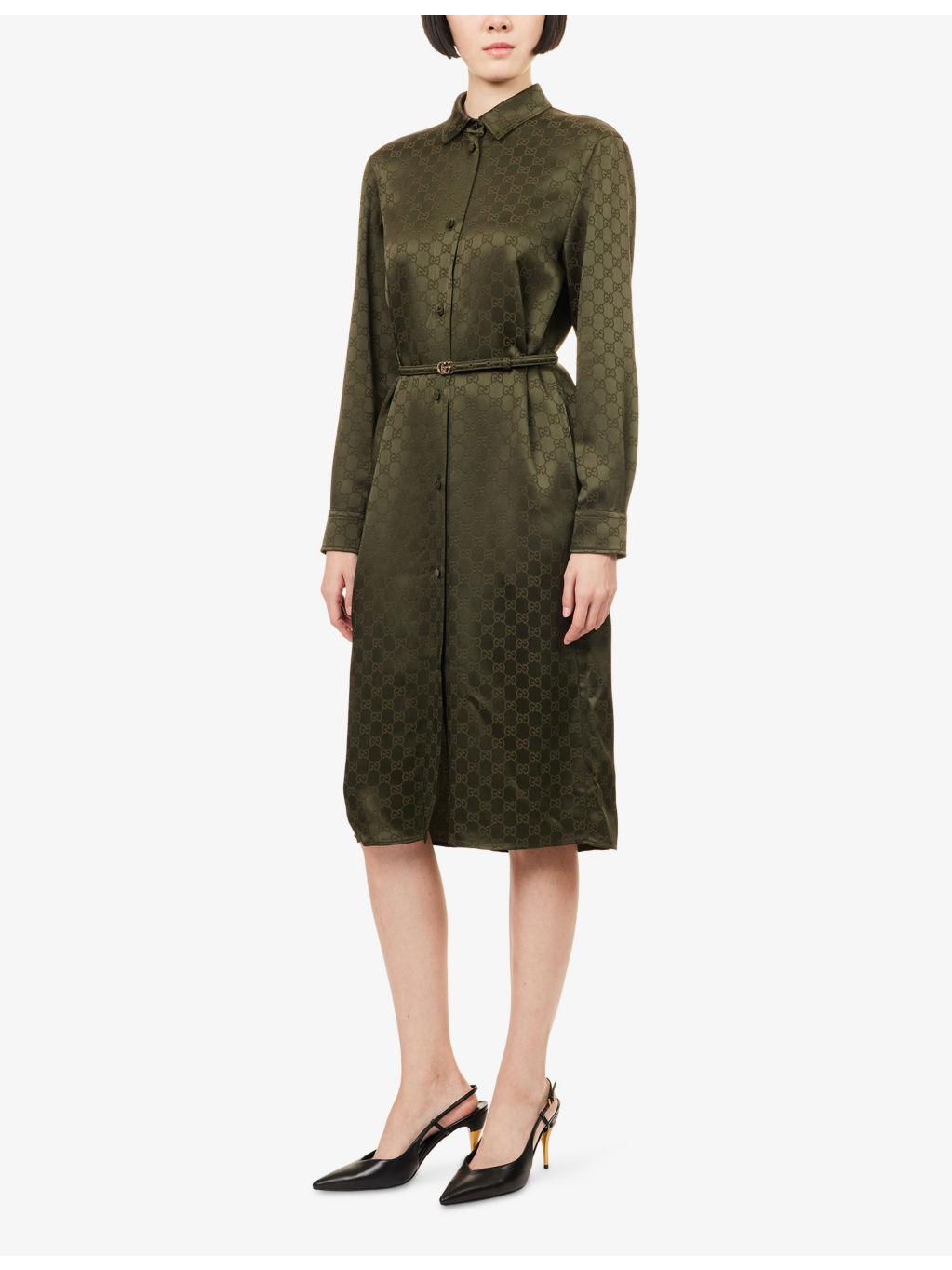 GG Monogram Satin Midi Dress - 3