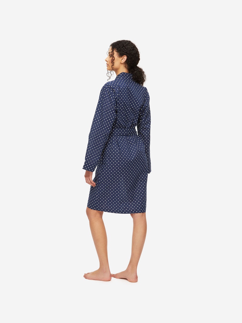 Women's Dressing Gown Plaza 60 Cotton Batiste Navy - 4