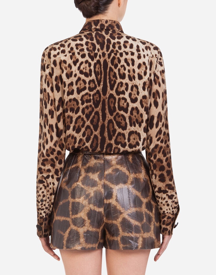 Crêpe de chine shirt with leopard print - 2