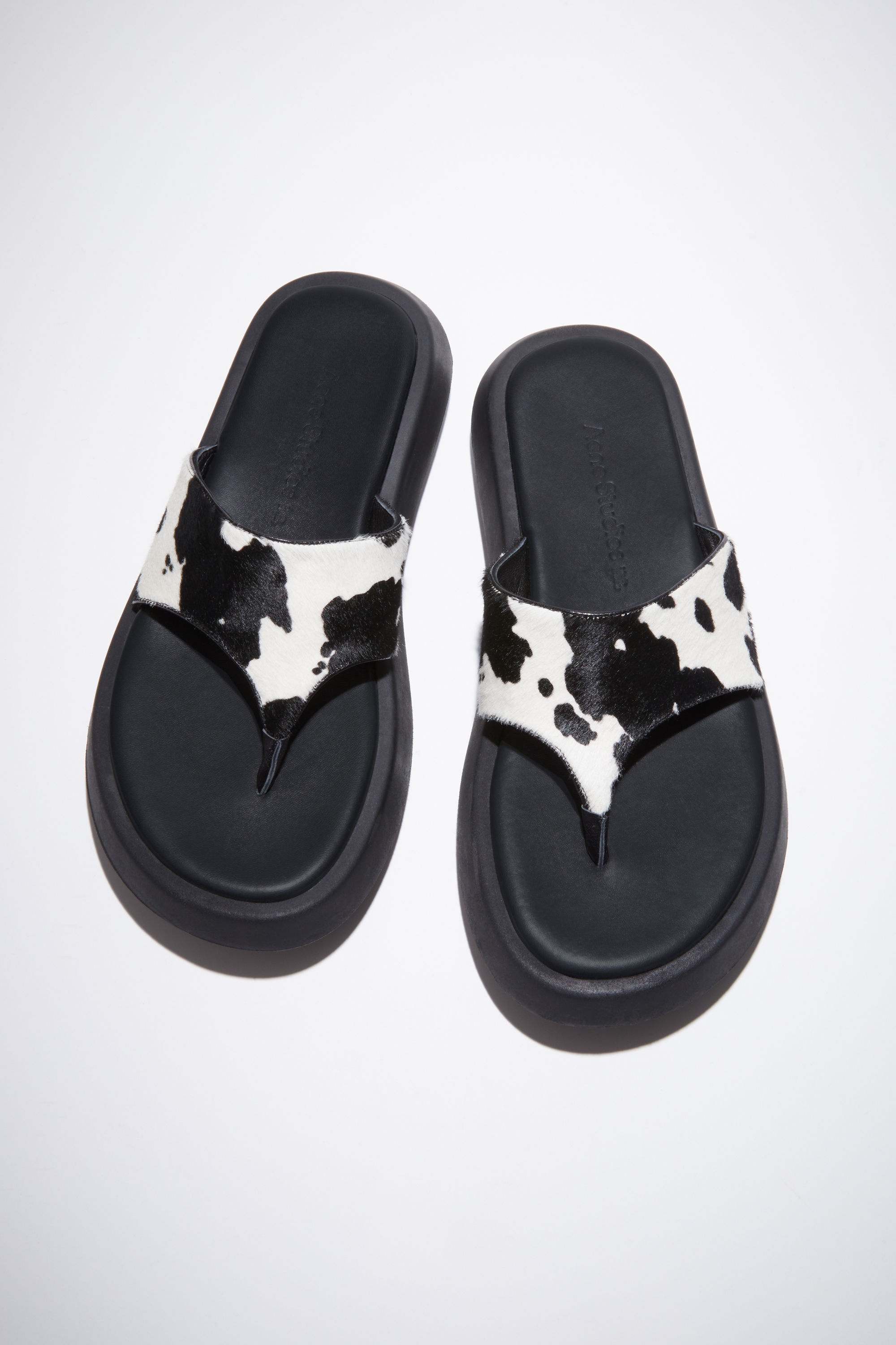 Printed leather sandals - White/black - 3