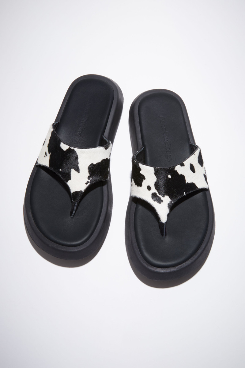 Printed leather sandals - White/black 3