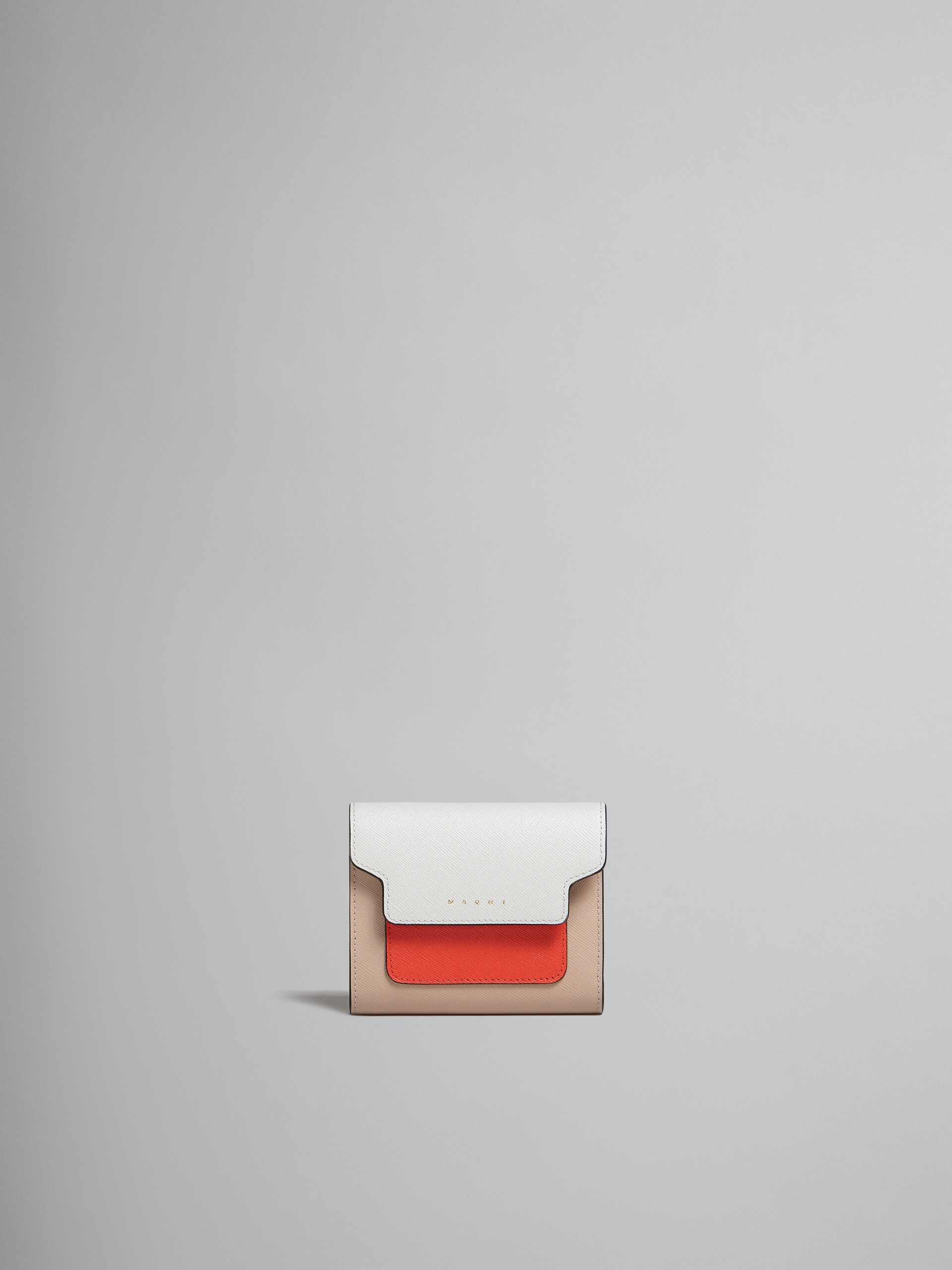 ORANGE WHITE AND BEIGE SAFFIANO LEATHER WALLET - 1