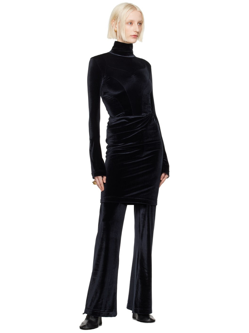 ALAINPAUL Black Elastic Waist Lounge Pants outlook