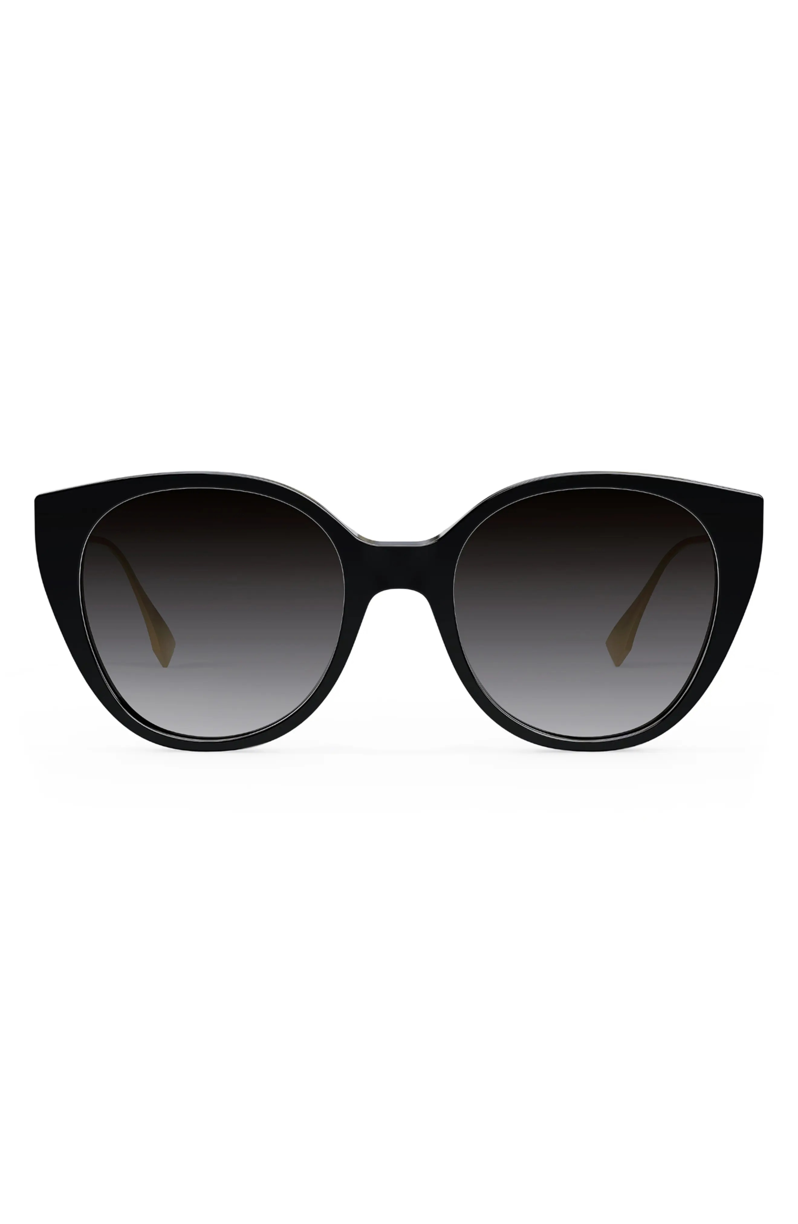 The Fendi Baguette 54mm Round Sunglasses in Shiny Black /Smoke Polarized - 1