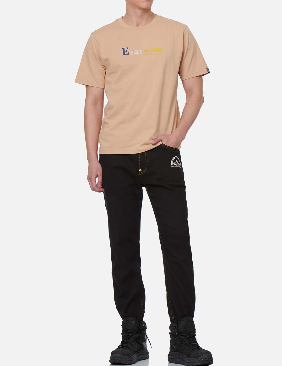 Hannya and The Great Wave Embroidery Denim Jogger Pants - 4