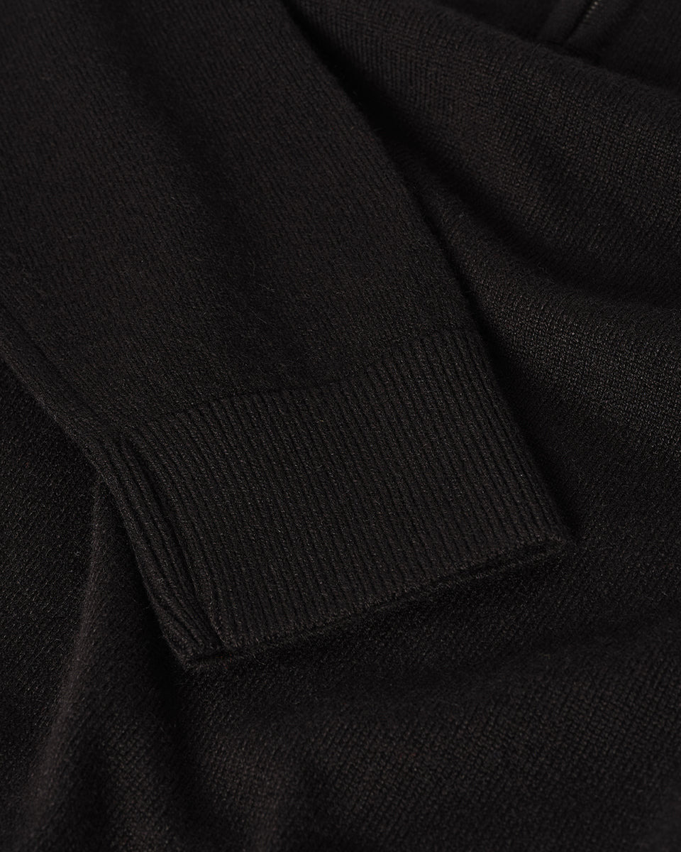 Classic Cashmere Black Zip Neck Jumper - 6