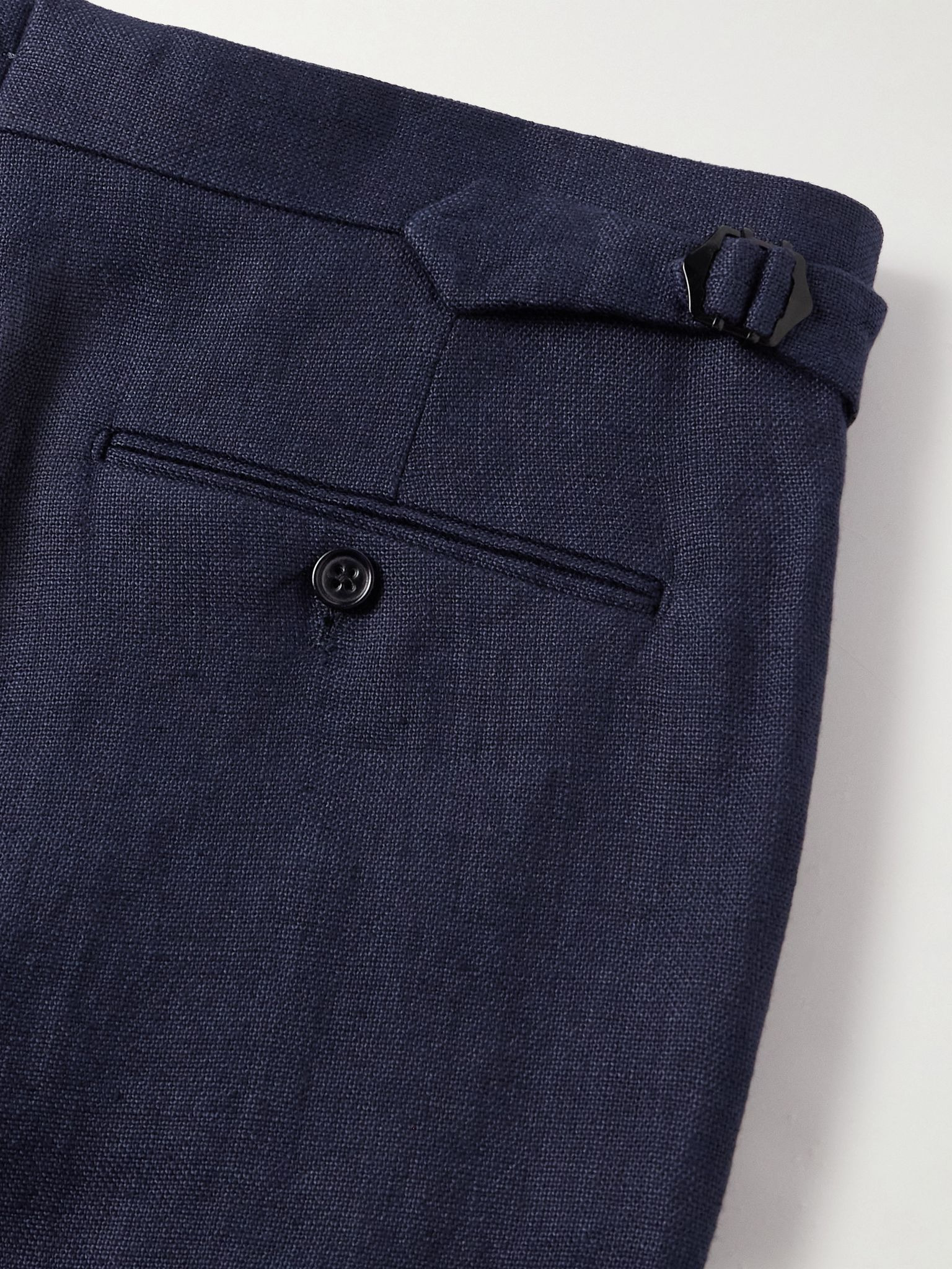 Slim-Fit Tapered Linen Trousers Navy - 5