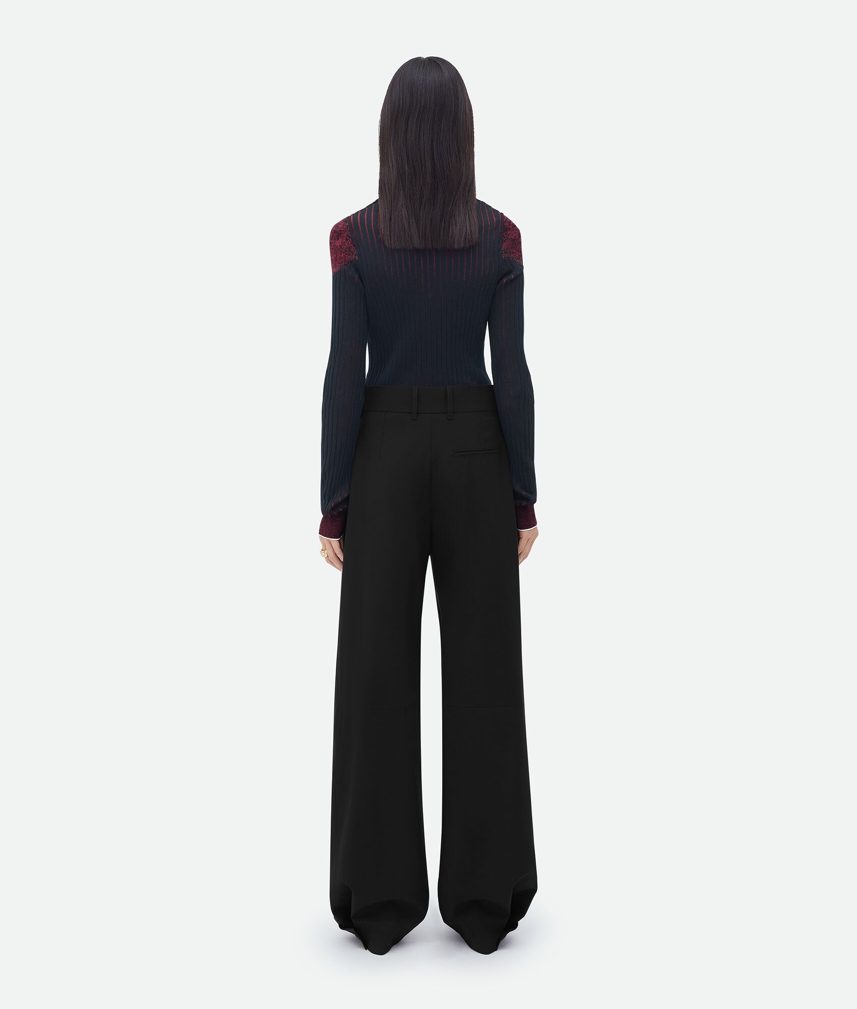 straight leg wool pants - 3