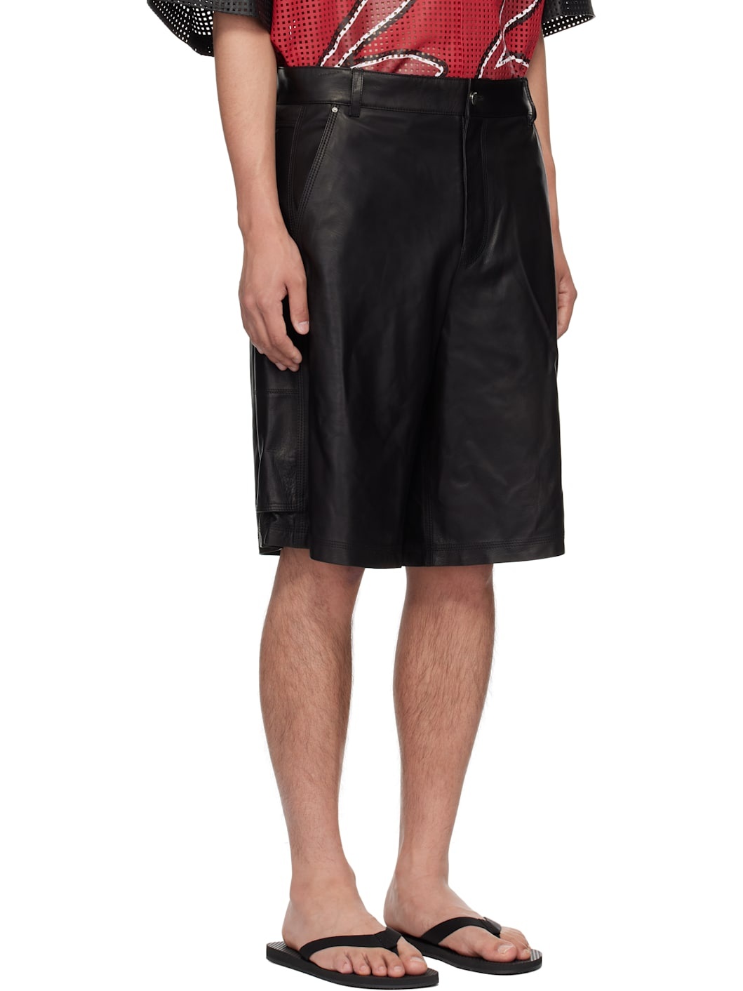 Black MA Leather Carpenter Shorts - 2