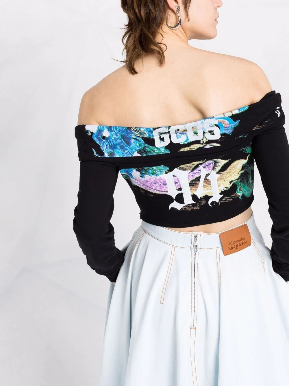 logo-print off-shoulder top - 5