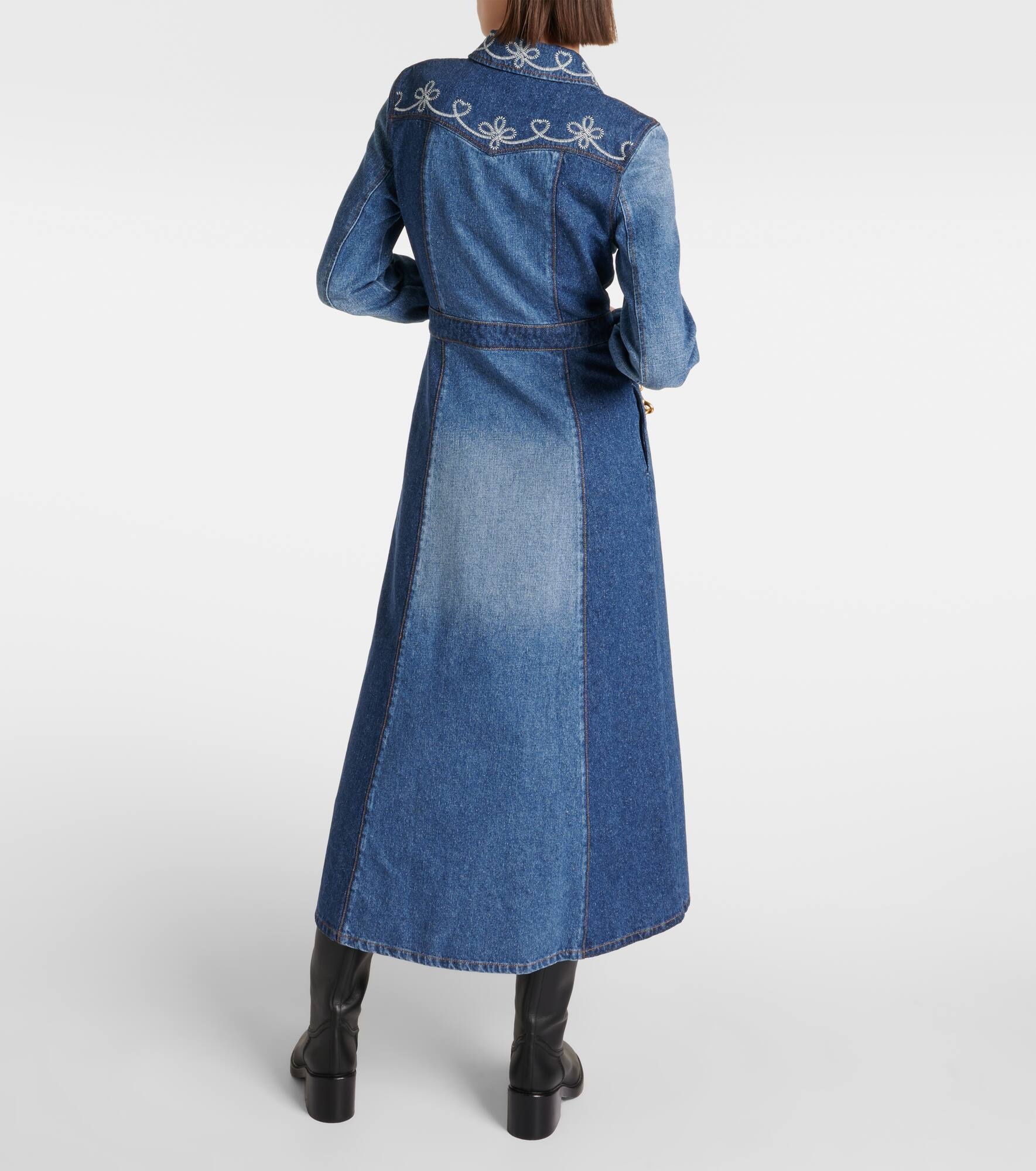 Embroidered denim shirt dress - 3