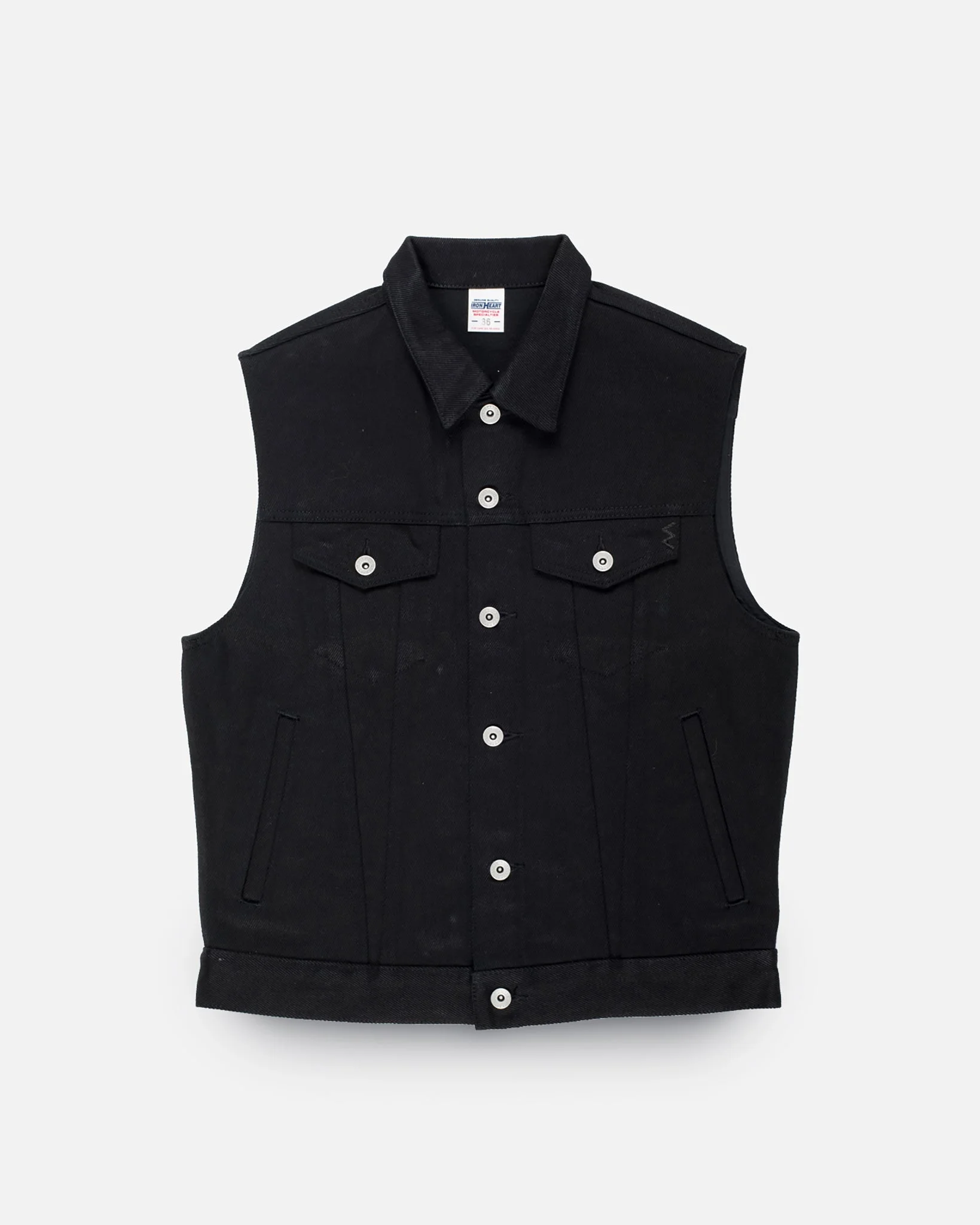 21OZ NON-FADE DENIM TYPE III VEST - SUPERBLACK - 1