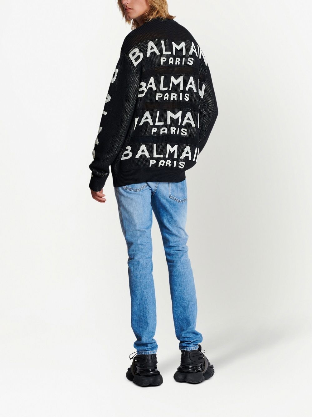 logo-intarsia knitted jumper - 4