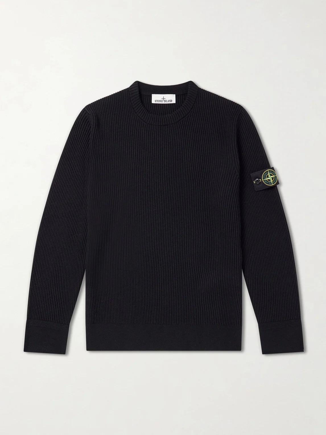 Logo-Appliquéd Ribbed Virgin Wool Sweater - 1