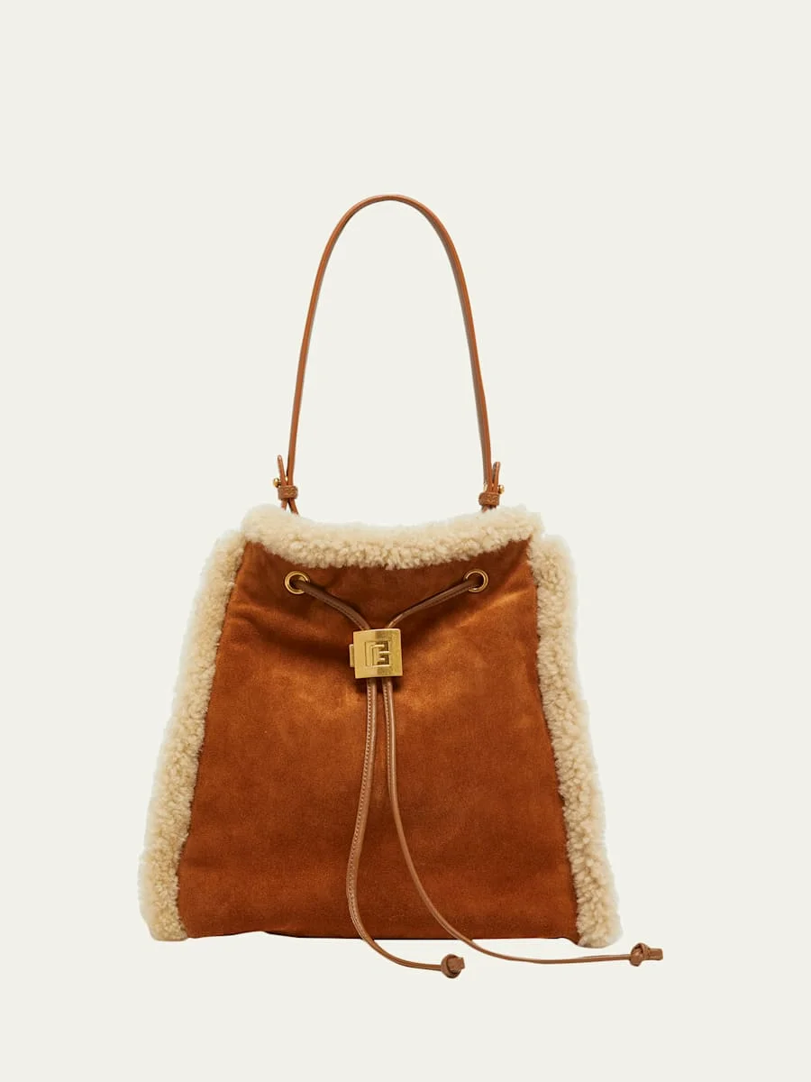 Pulse Shearling-Trim Suede Backpack - 1