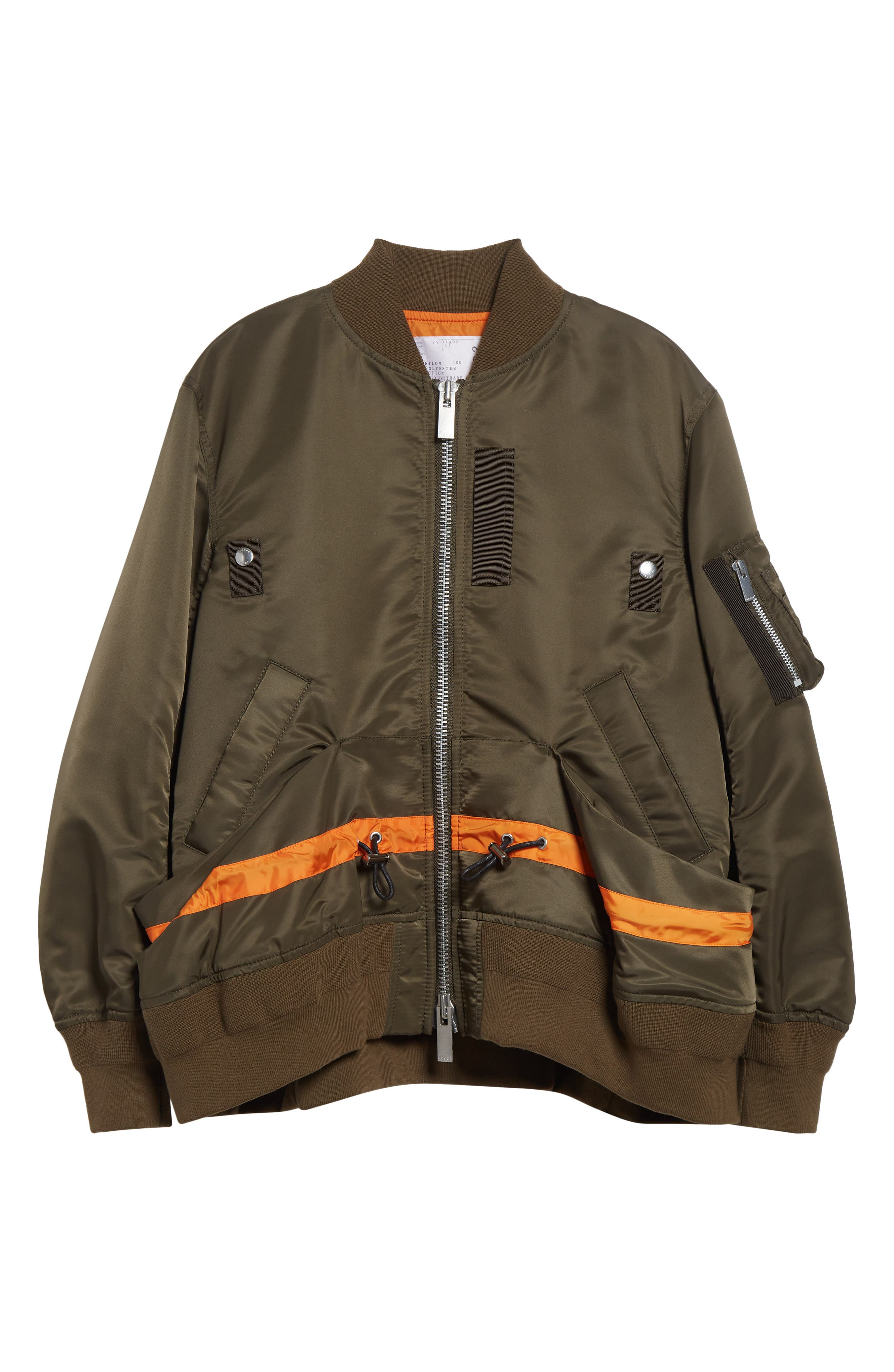 Sacai Blouson Nylon Twill Bomber Jacket in Dark Khaki at Nordstrom - 7