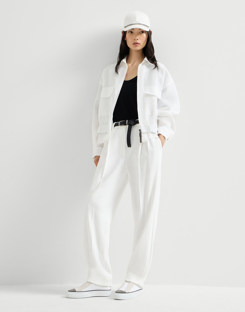 Techno cotton piqué sartorial baggy trousers 5