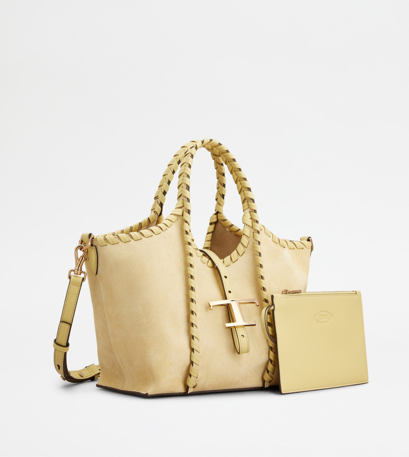Tod's T TIMELESS SHOPPING BAG IN SUEDE MINI - YELLOW outlook