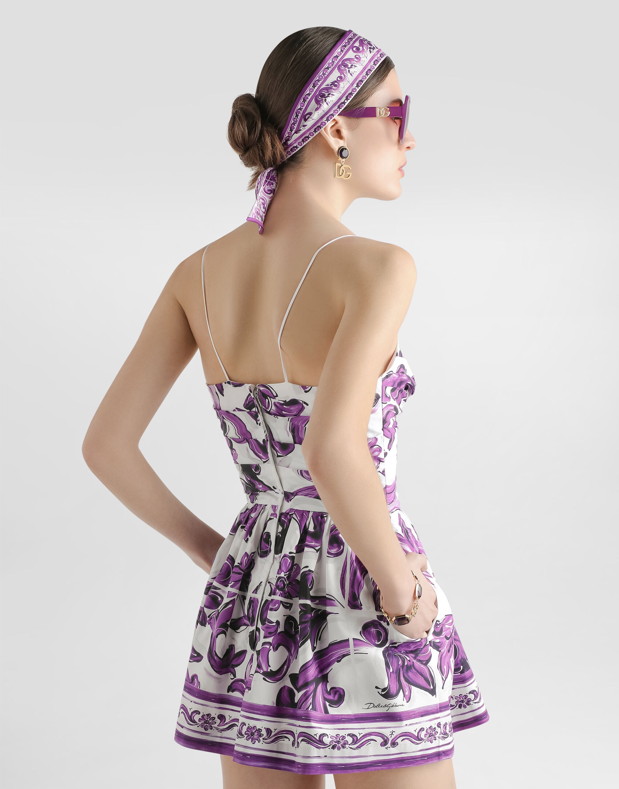 Majolica-print poplin dress - 5