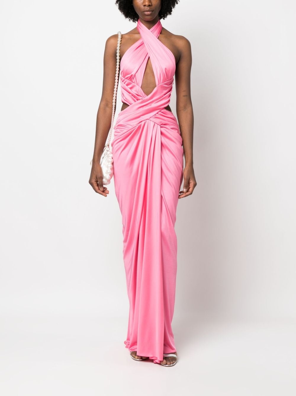 draped halterneck maxi dress - 2