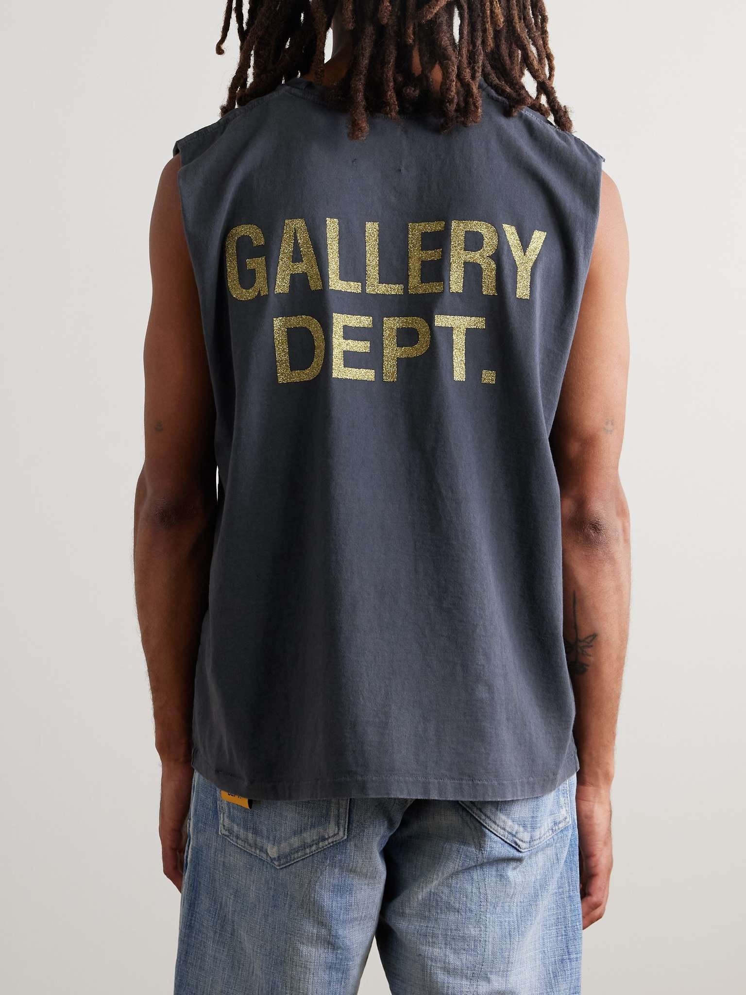 Collins Glittered Printed Cotton-Jersey Tank Top - 3