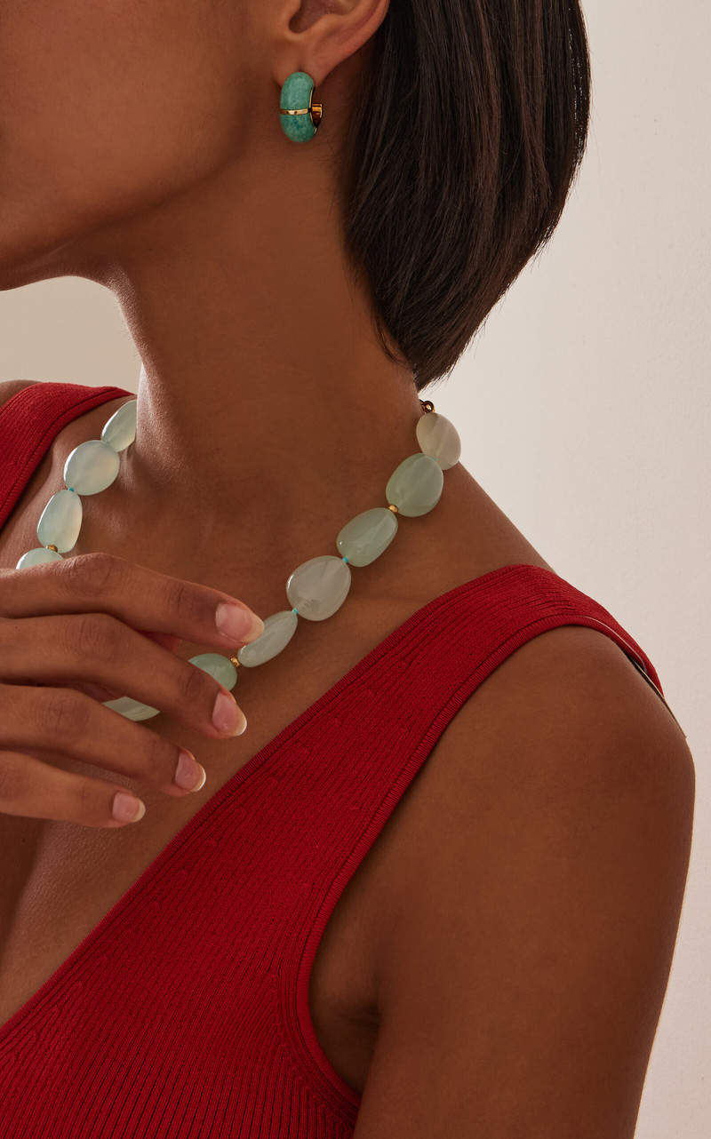 LIZZIE FORTUNATO Zellige Gold-Plated Amazonite Earrings blue outlook