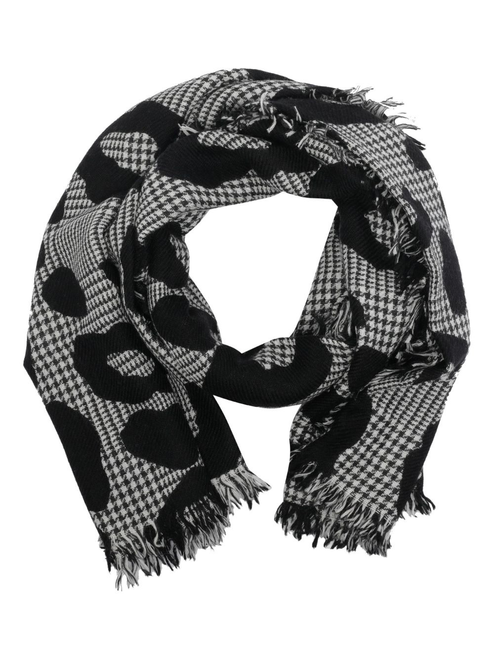 animal-print fringed scarf - 2