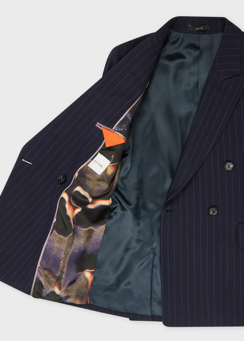 Women's Navy Stripe Double-Breasted Suit 4