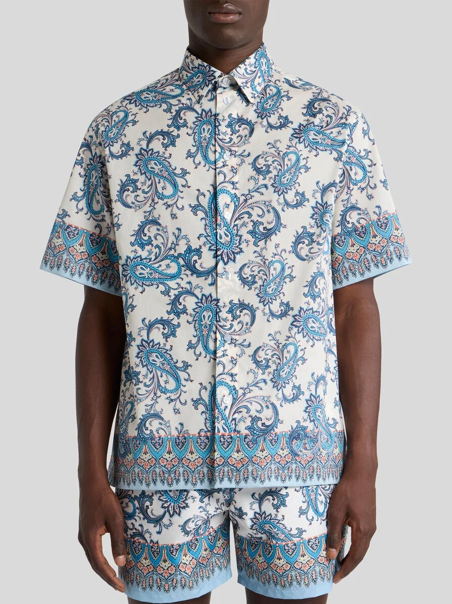 OVERSIZED SHIRT IN COTTON MUSLIN WITH FLORAL PAISLEY MOTIF - 1