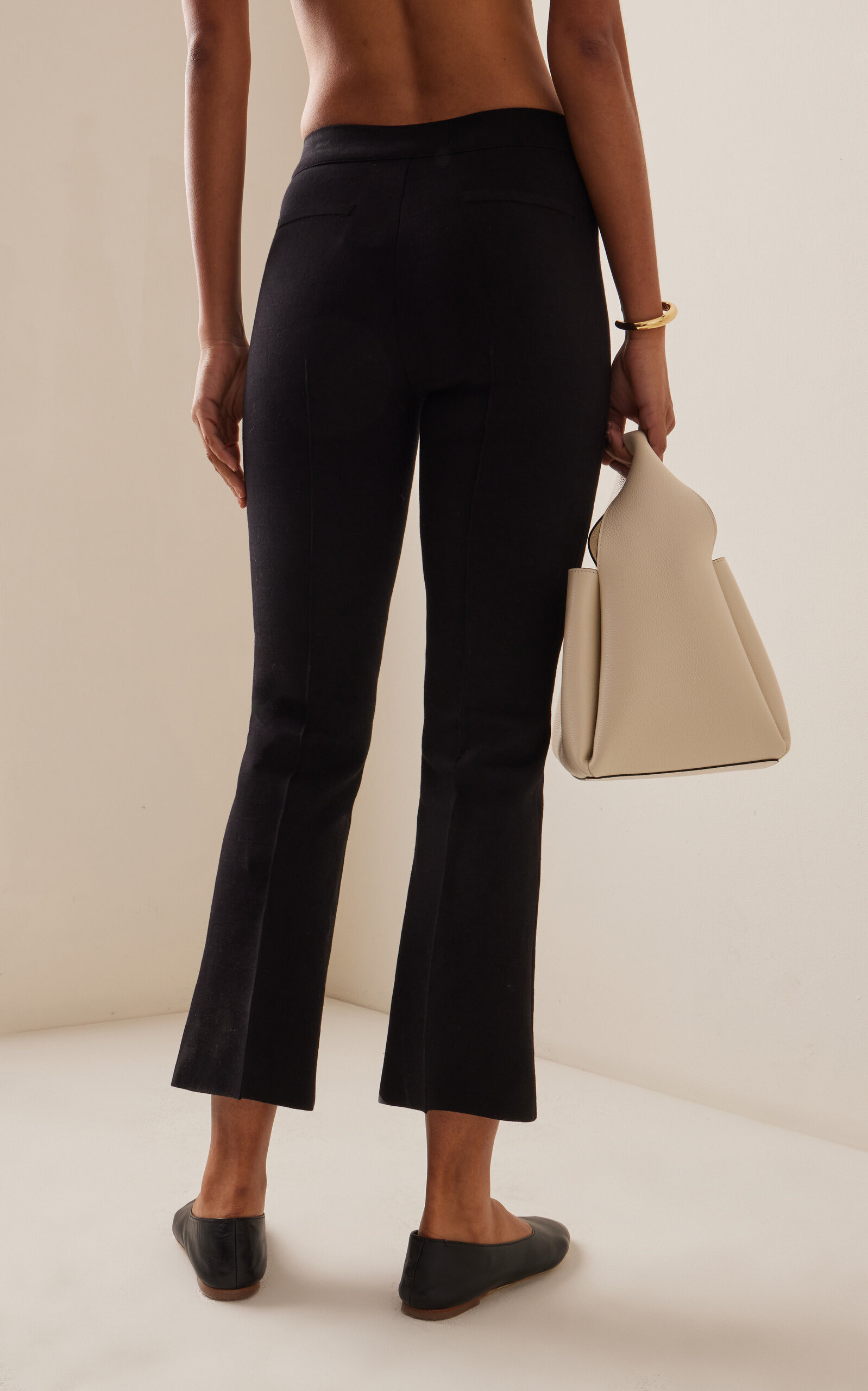 Kick Flared Stretch-Cotton Knit Pants black - 5