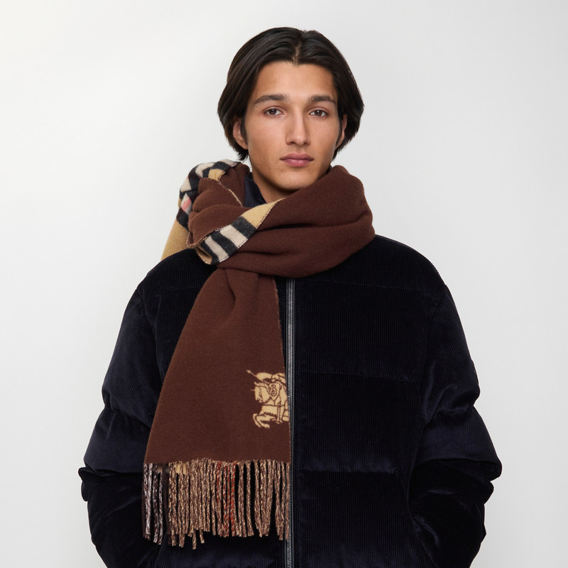 Wide Reversible Check Cashmere Scarf 3