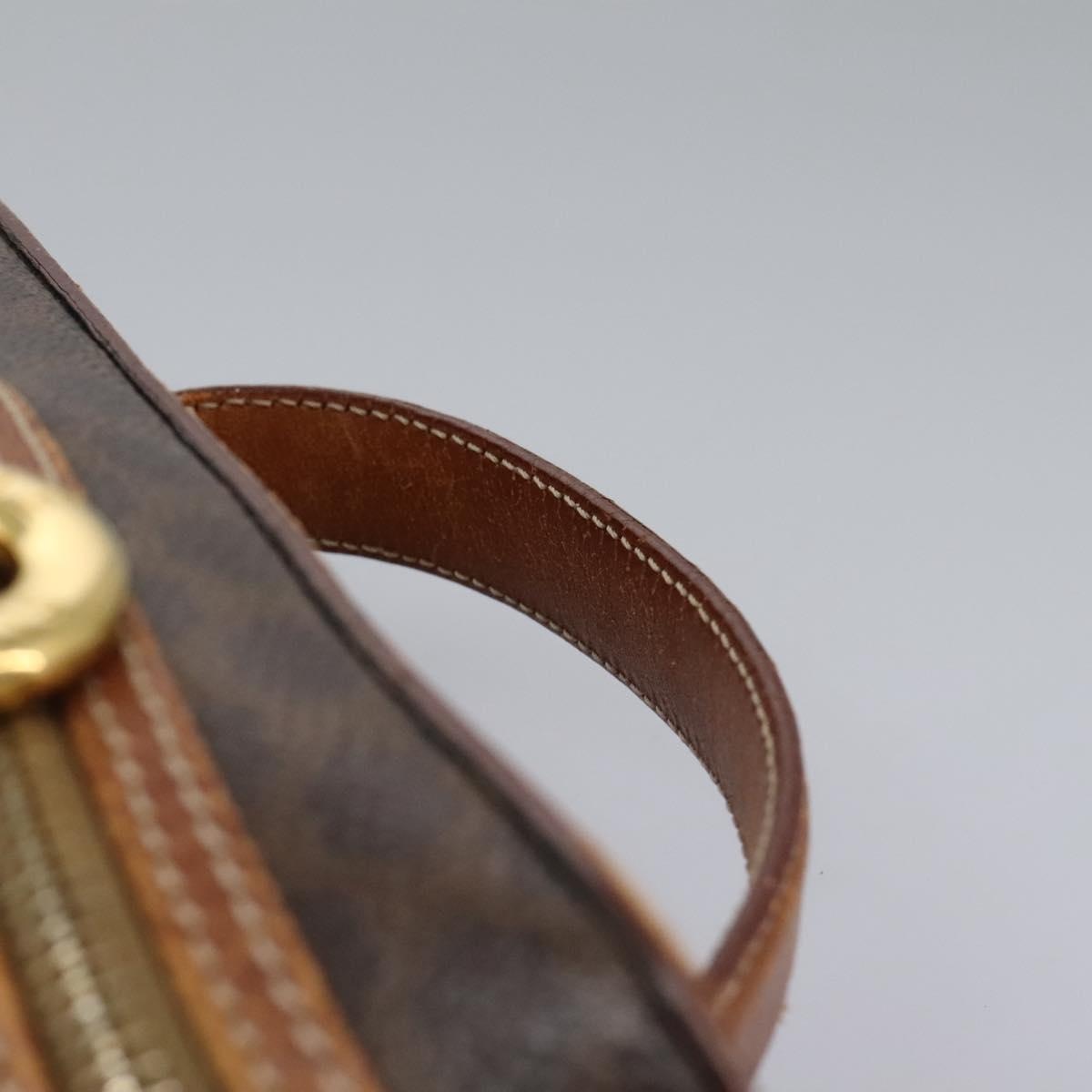CELINE Macadam Canvas Vanity Hand Bag Pvc Leather Brown - 7