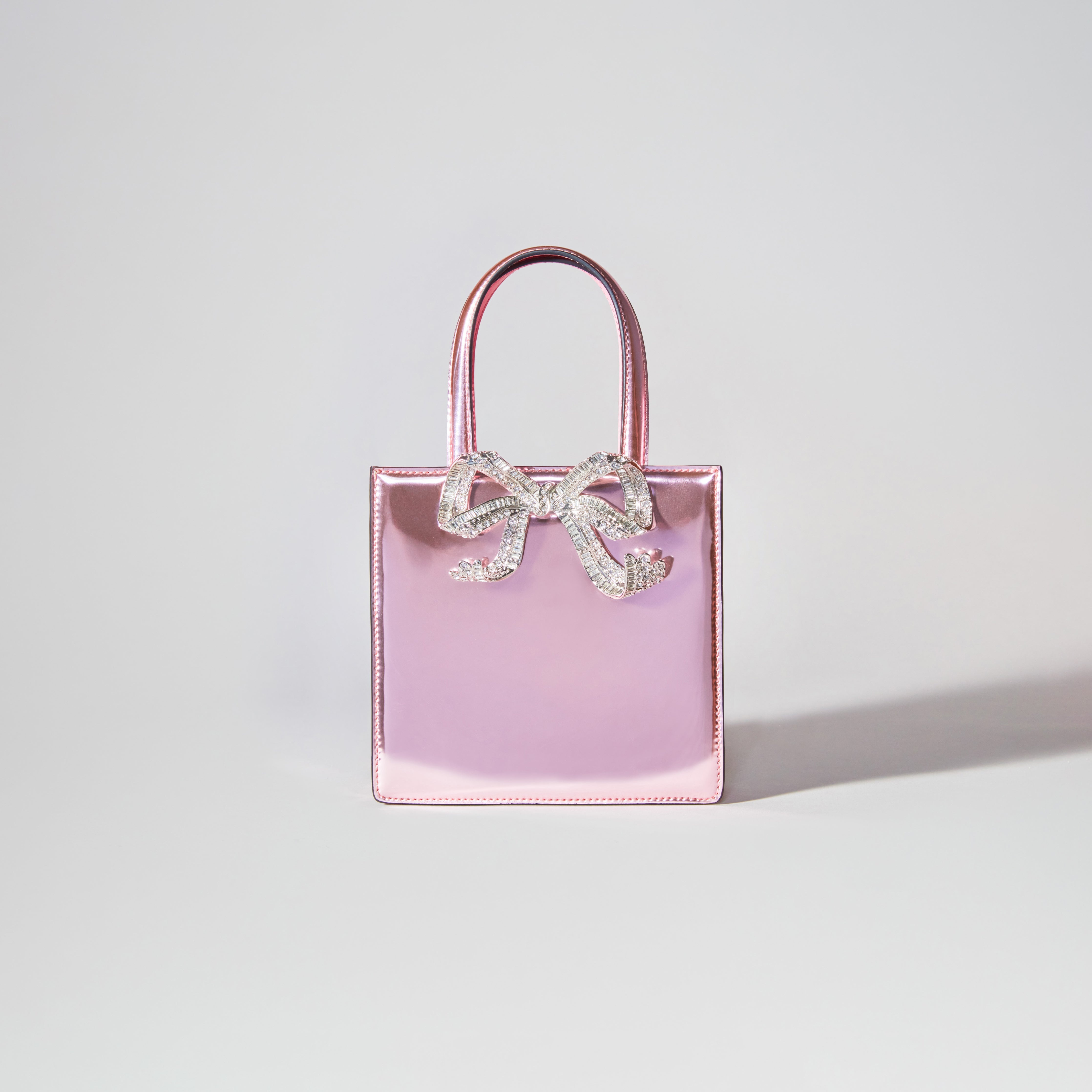 Pink Metallic Mini Tote Bow Bag - 1