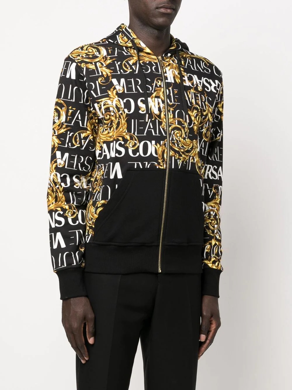 baroque-pattern print hoodie - 3