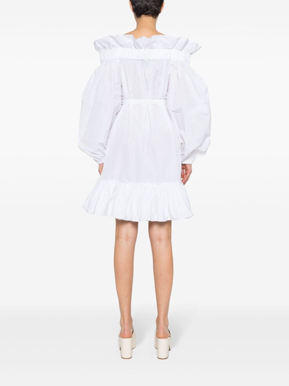 ruffled detailing belted mini dress - 4