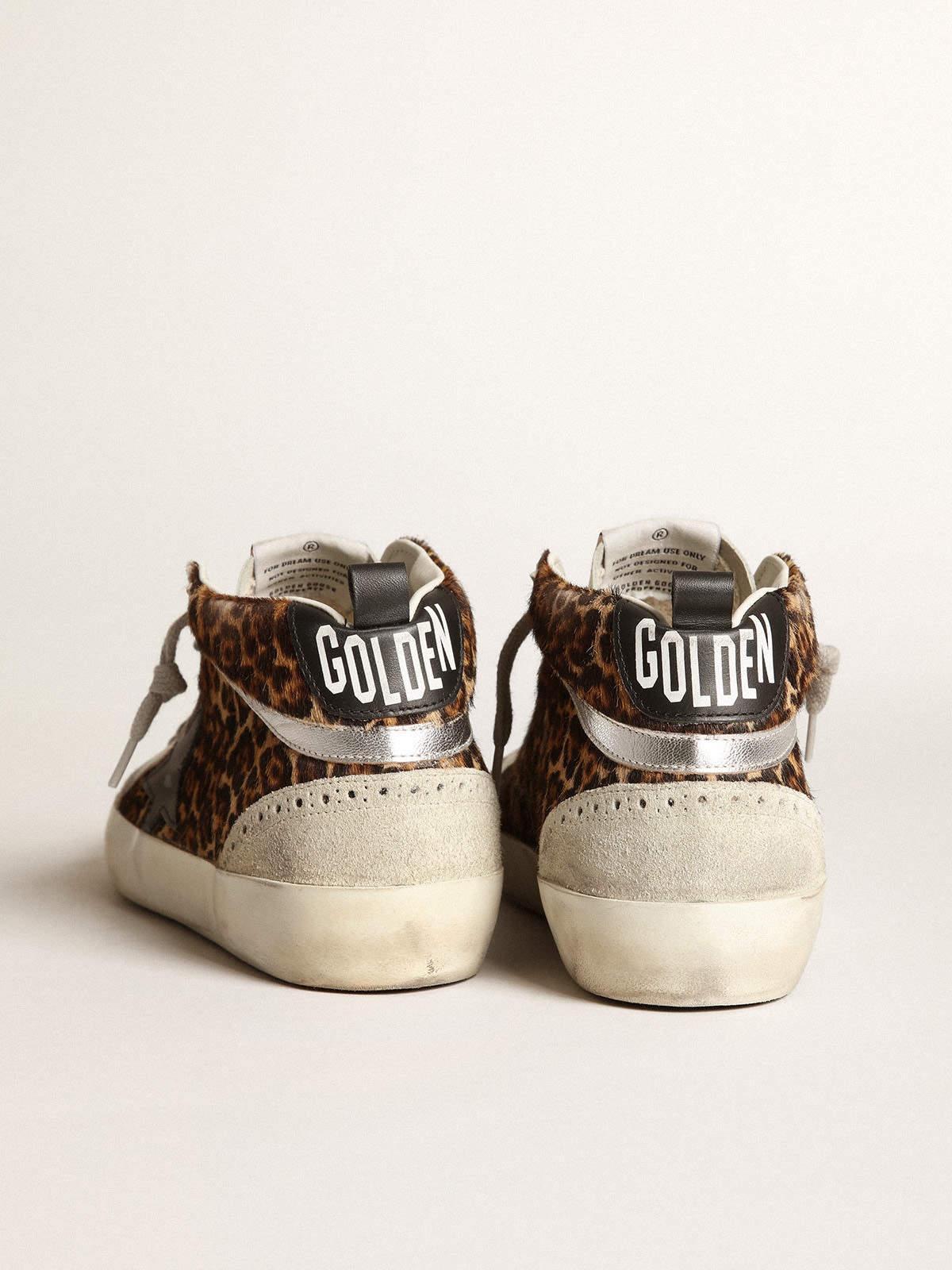 Mid Star sneakers in leopard-print pony skin with black leather star and silver laminated leather fl - 4