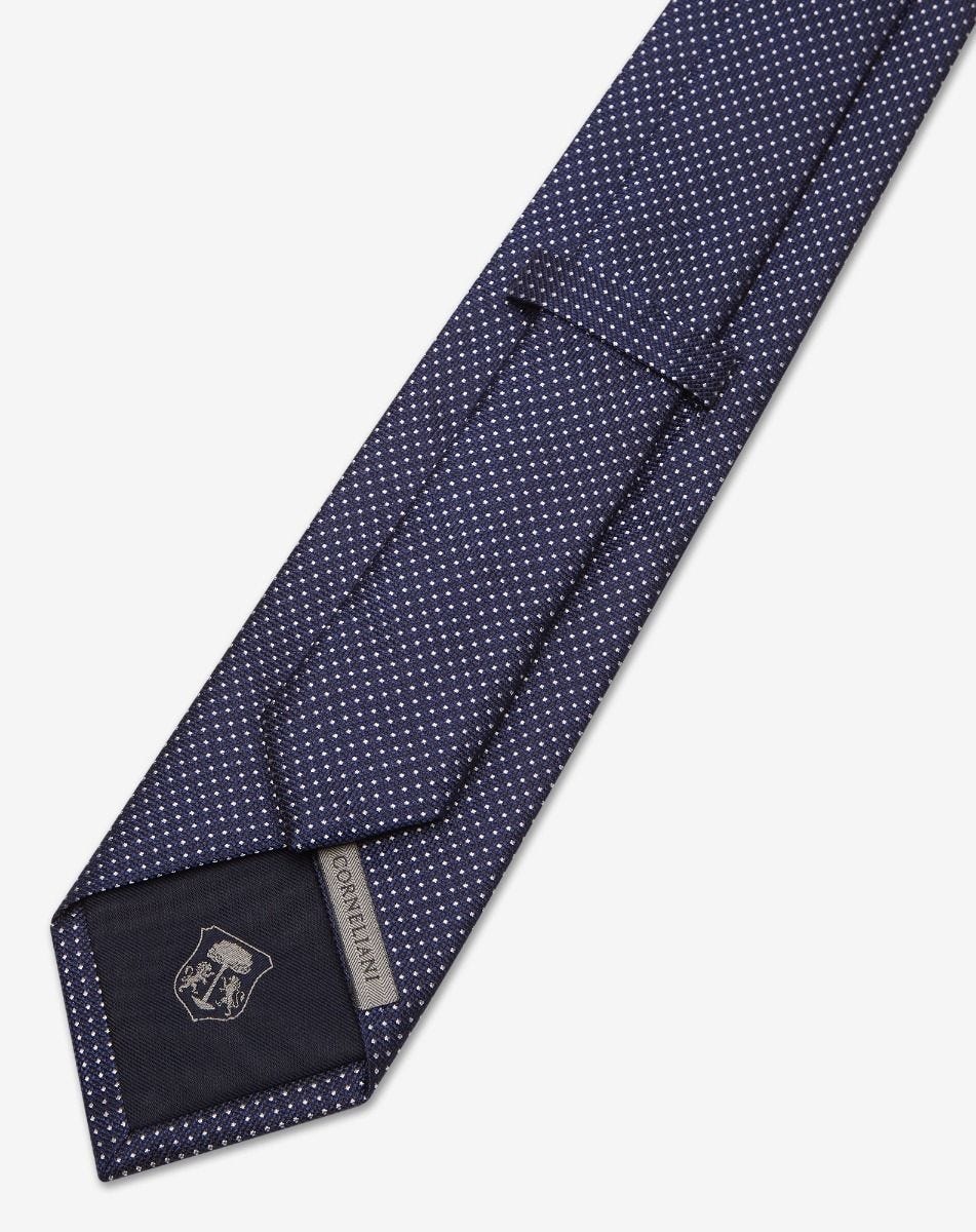 Blue silk tie with jacquard micro pattern - 3