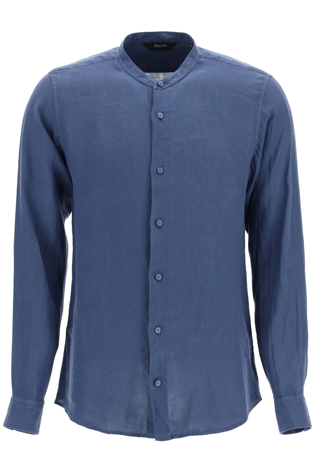 LINEN SHIRT WITH GURU COLLAR - 1