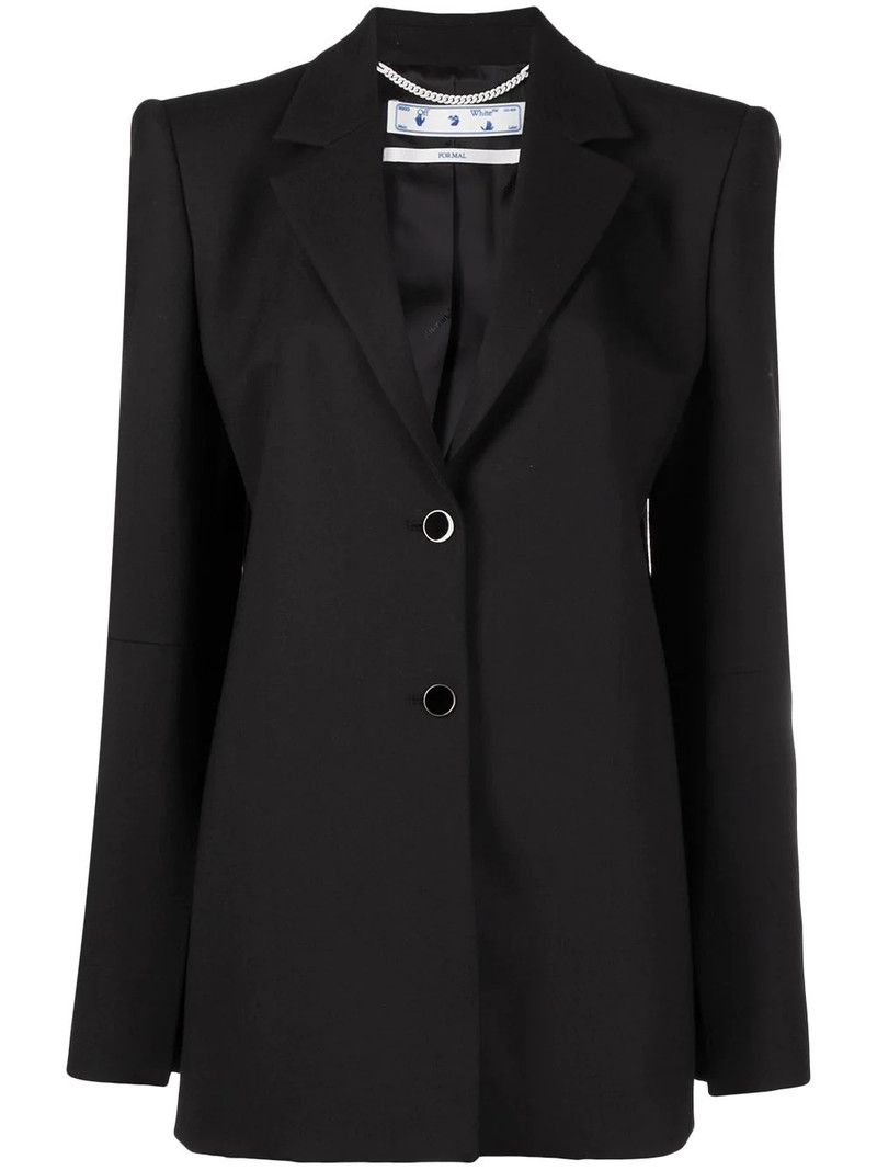 shoulder pads logo print blazer 1