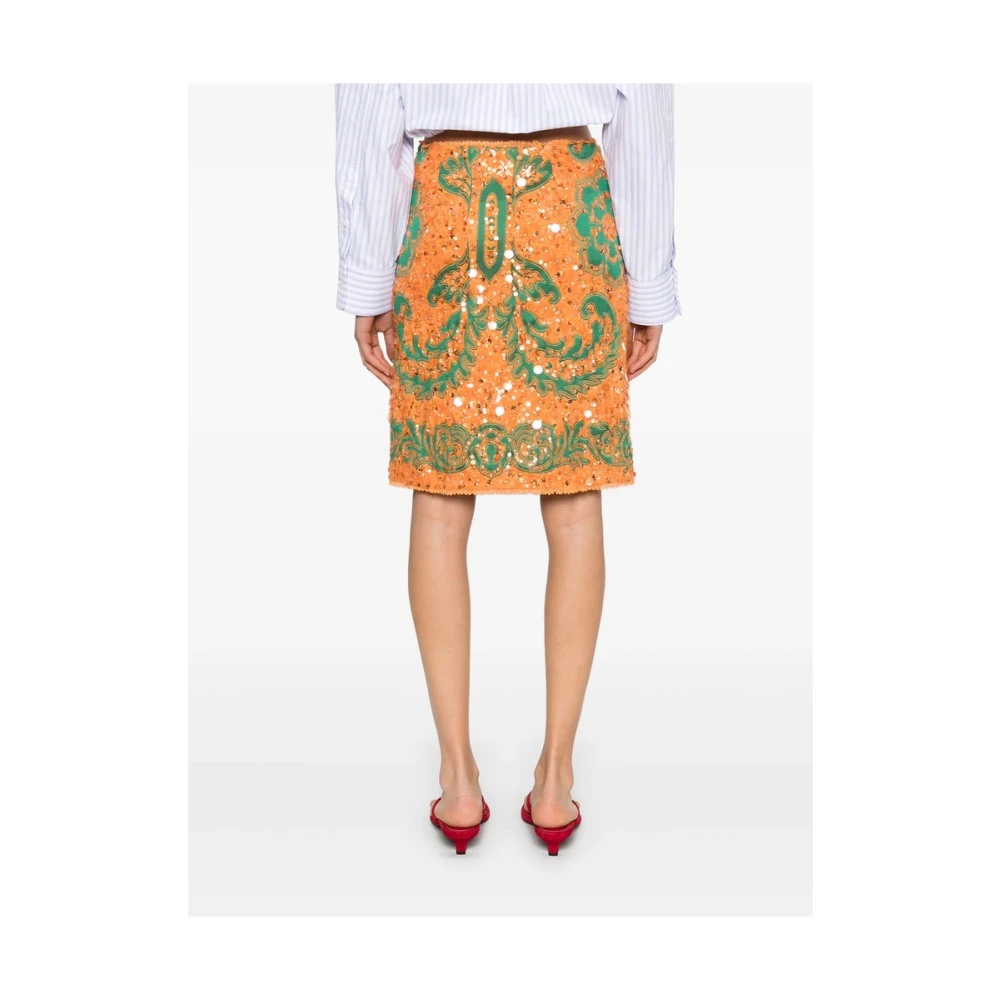 Etro EMBROIDERED MOTIF LAVA ORANGE SKIRT | miinto | REVERSIBLE