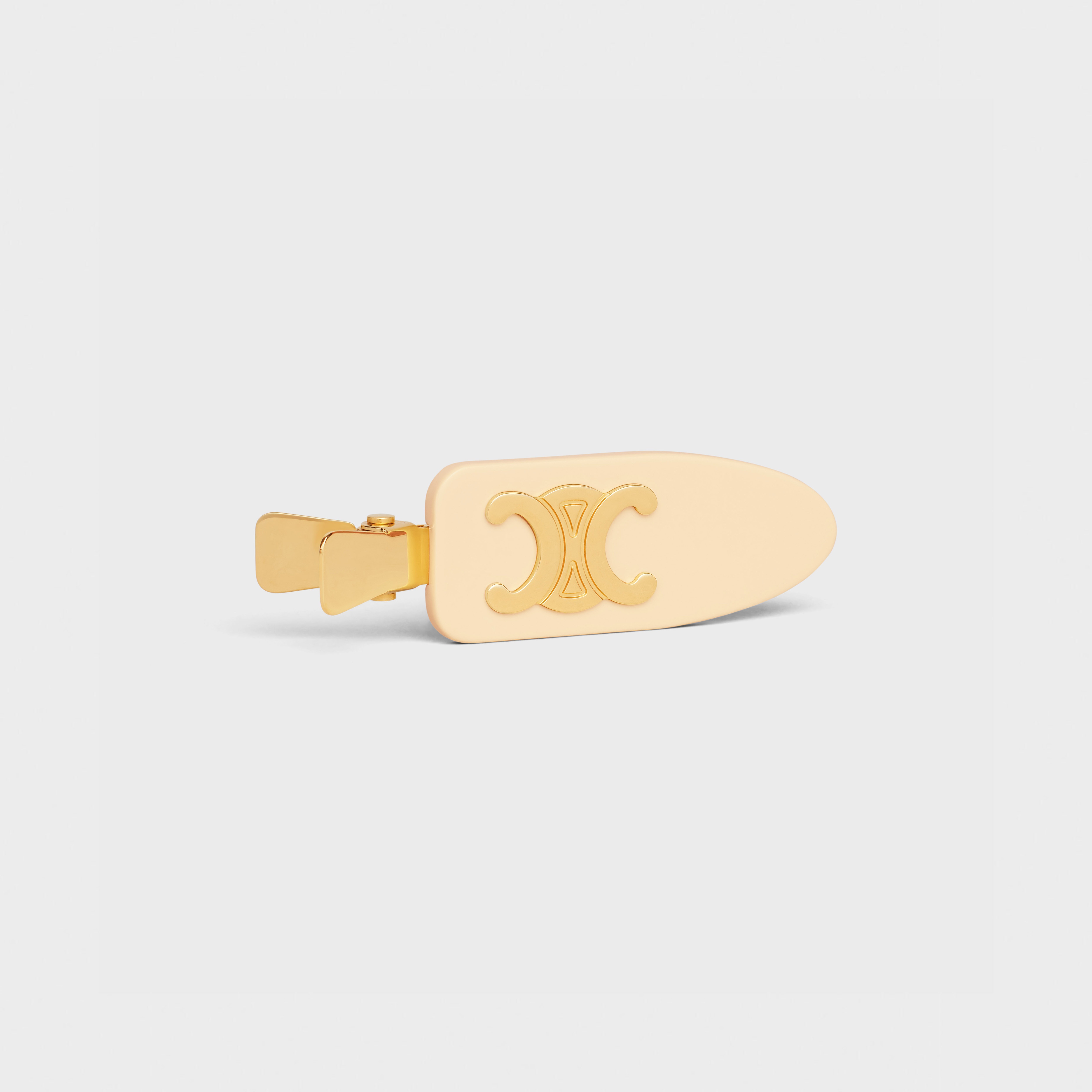 Triomphe Flat Hair Clip in Vanilla Acetate and Brass with Gold Finish and Steel - 2