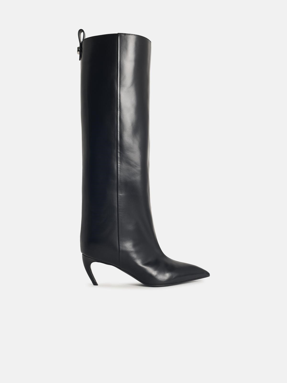 'LEA' BLACK LEATHER BOOTS - 1