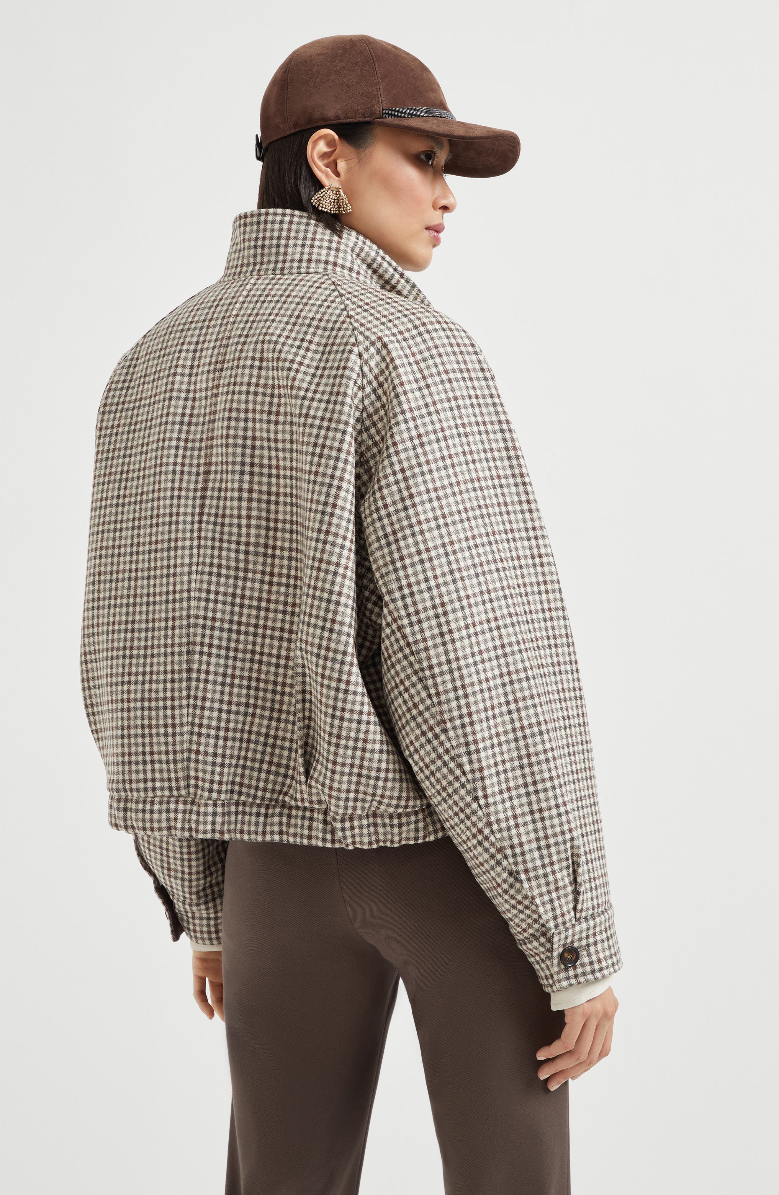Brunello Cucinelli Checked flannel bomber jacket in Brown at Nordstrom - 3